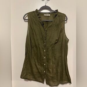 Old Navy Olive Ruffle Blouse